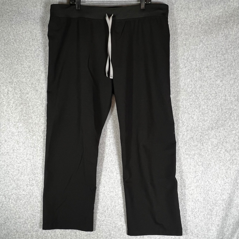 FIGS Technical Collection Scrub Pants Womens XXLP Black Straight Leg Drawstring